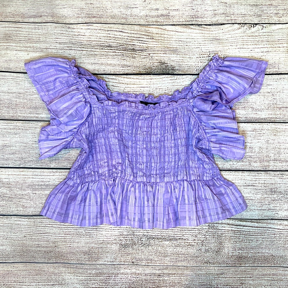 BR Smocked Ruffle Crop